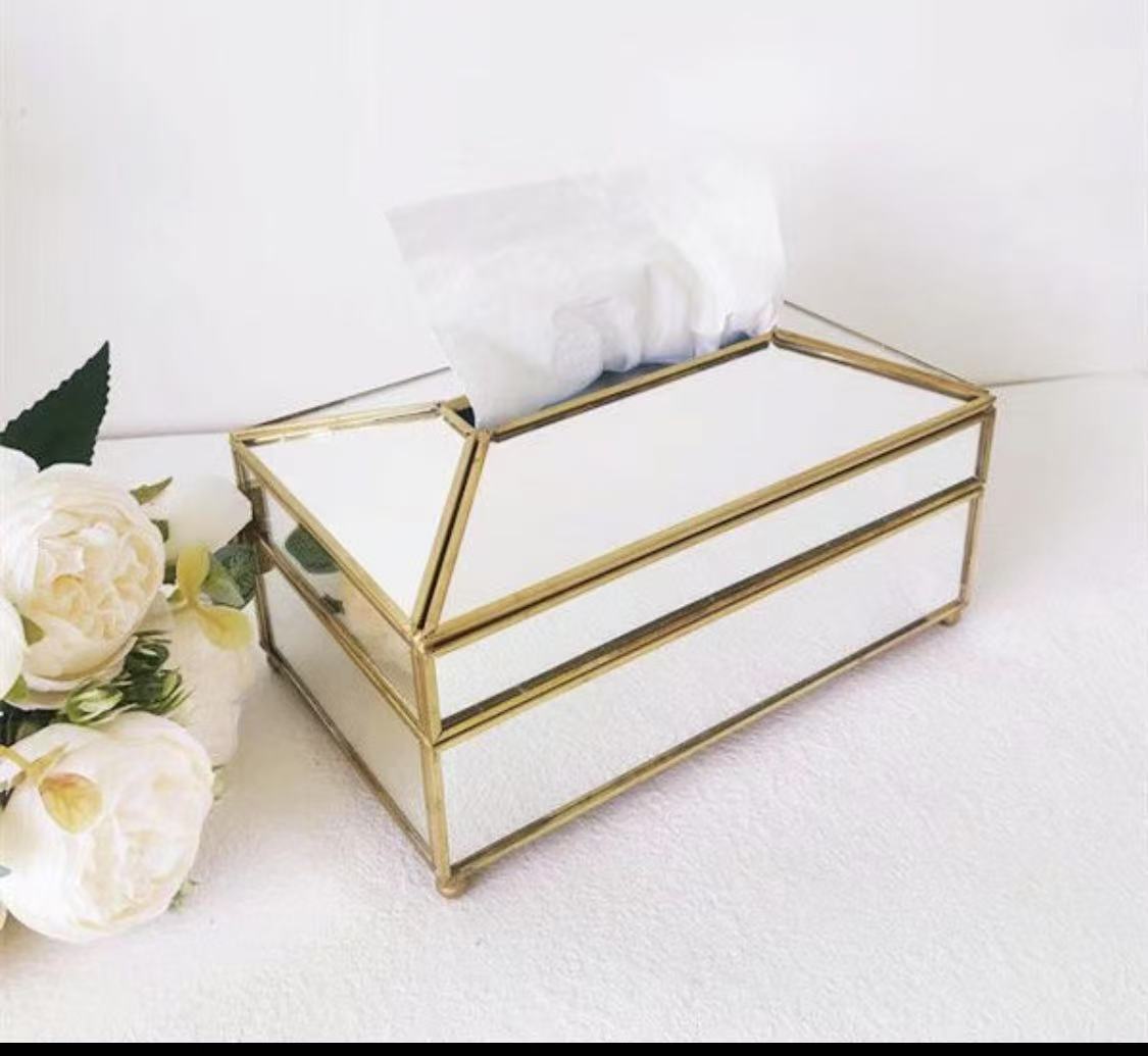 Luxury Glass Tissue Box – European Style Waterproof Holder & Vanity Tray