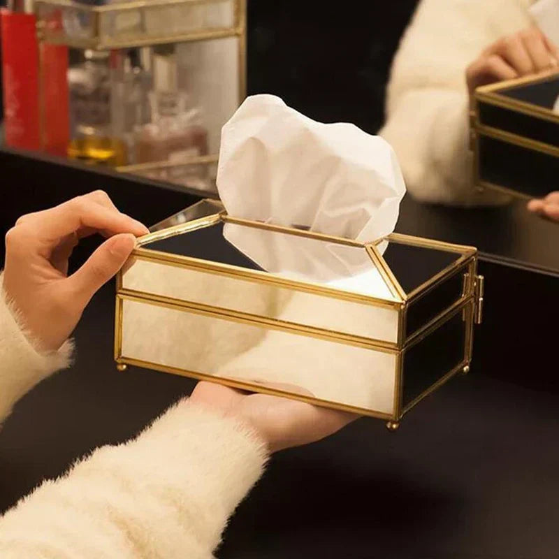 Luxury Glass Tissue Box – European Style Waterproof Holder & Vanity Tray
