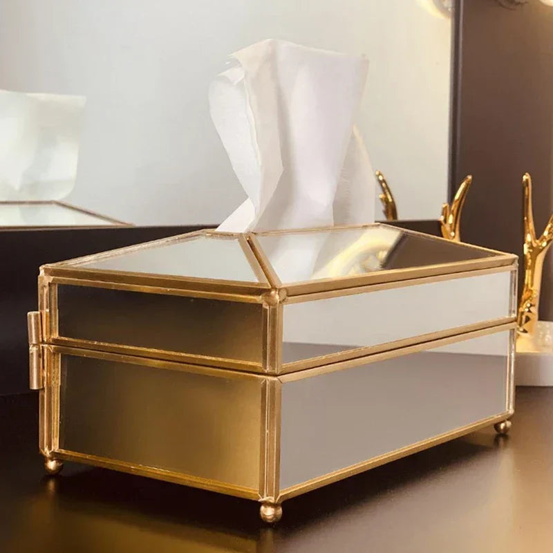 Luxury Glass Tissue Box – European Style Waterproof Holder & Vanity Tray
