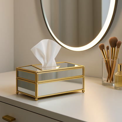 Luxury Glass Tissue Box – European Style Waterproof Holder & Vanity Tray