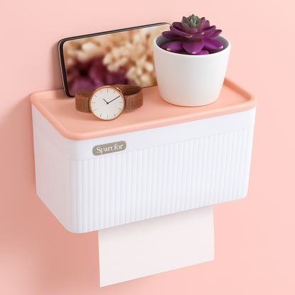 Waterproof Wall-Mounted Toilet Paper Holder with Storage Tray