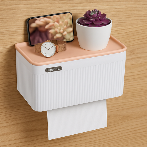 Waterproof Wall-Mounted Toilet Paper Holder with Storage Tray