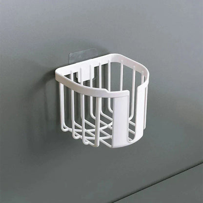 Punch-Free Wall-Mounted Toilet Paper Holder with Storage Shelf