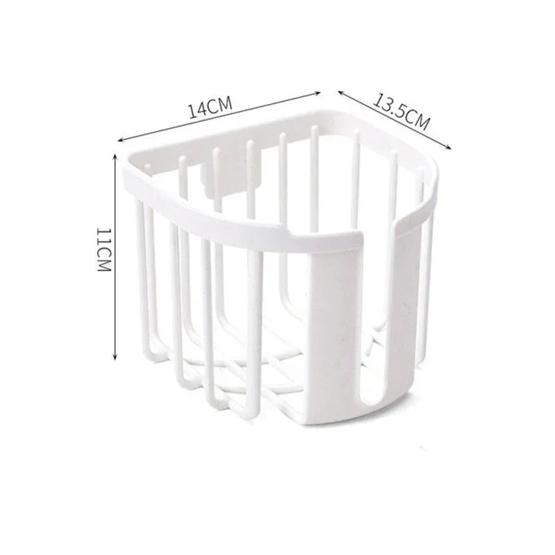 Punch-Free Wall-Mounted Toilet Paper Holder with Storage Shelf