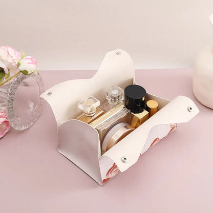 Aesthetic Pink Leather Tissue Box – Large Capacity & Decorative Design