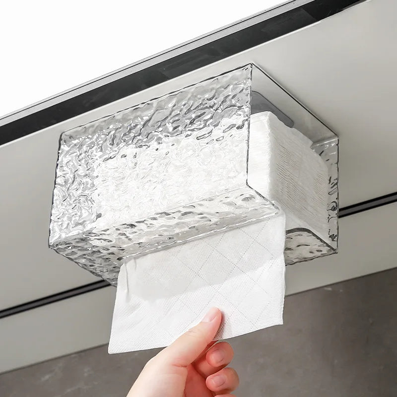 Glacier Style Wall-Mounted Acrylic Tissue Box – Bathroom & Towel Storage