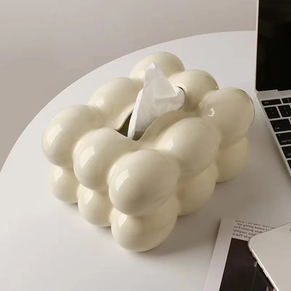 Ceramic Tissue Box with Drawer – Cotton Candy Style Napkin Holder
