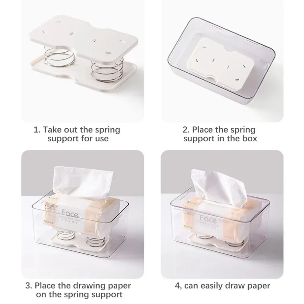 Automatic Pop-Up Tissue Box – Spring-Loaded Holder for Car or Kitchen