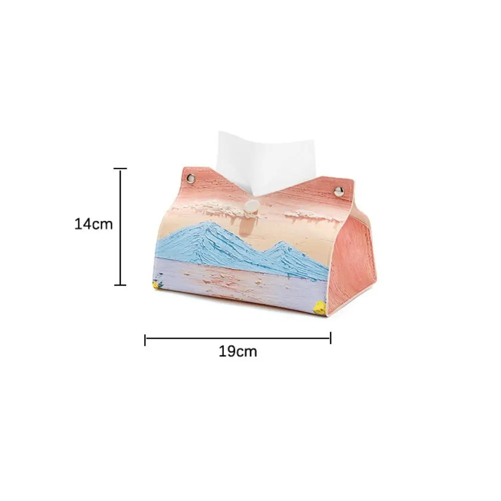 Aesthetic Pink Leather Tissue Box – Large Capacity & Decorative Design