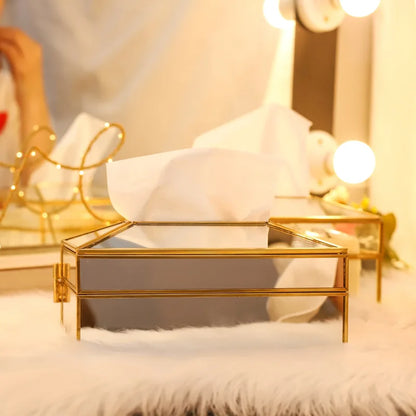 Luxury Glass Tissue Box – European Style Waterproof Holder & Vanity Tray