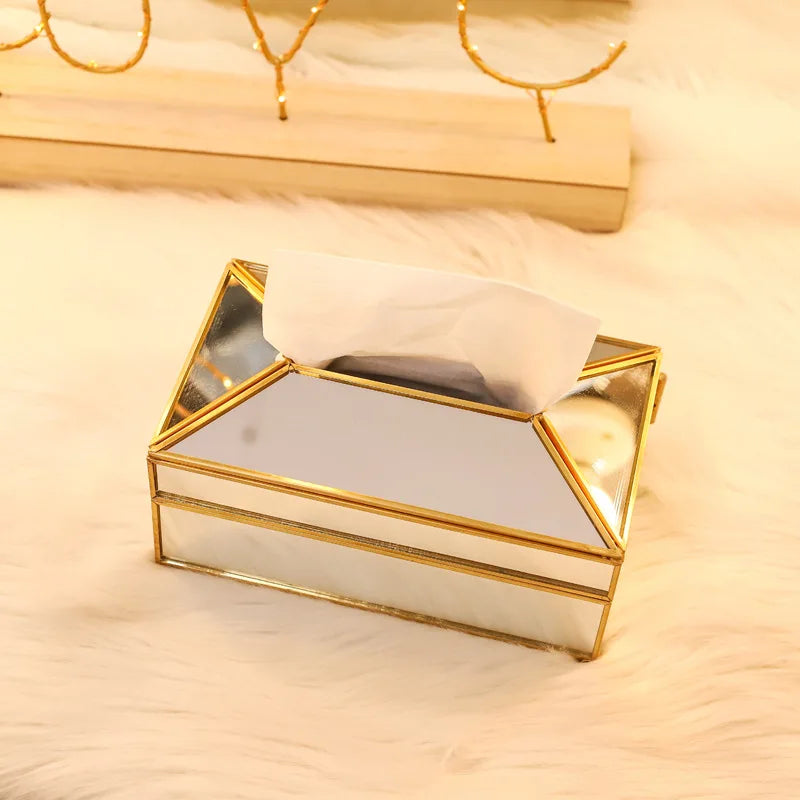 Luxury Glass Tissue Box – European Style Waterproof Holder & Vanity Tray