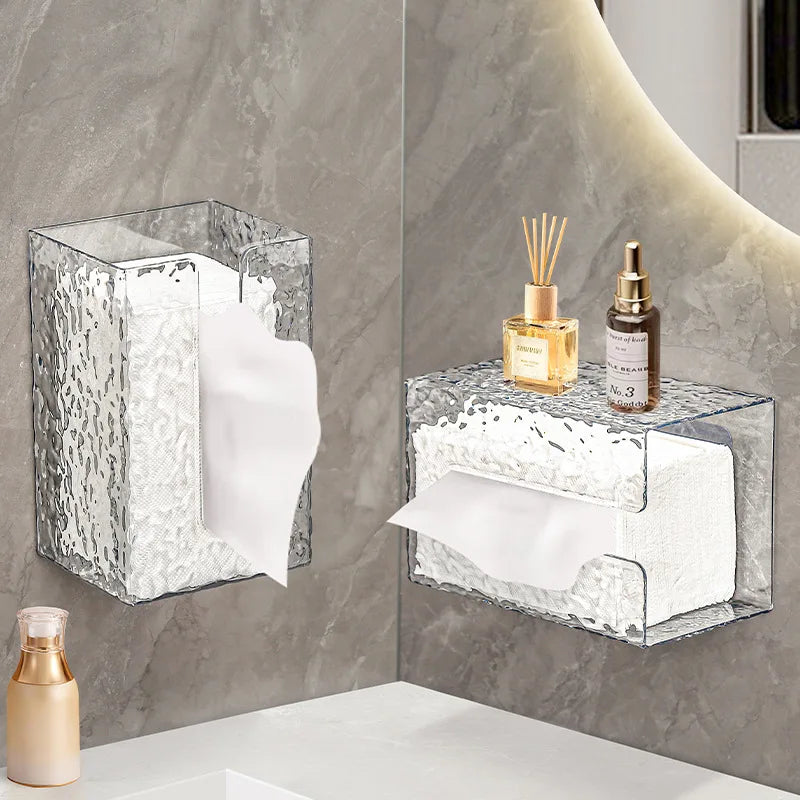 Glacier Style Wall-Mounted Acrylic Tissue Box – Bathroom & Towel Storage