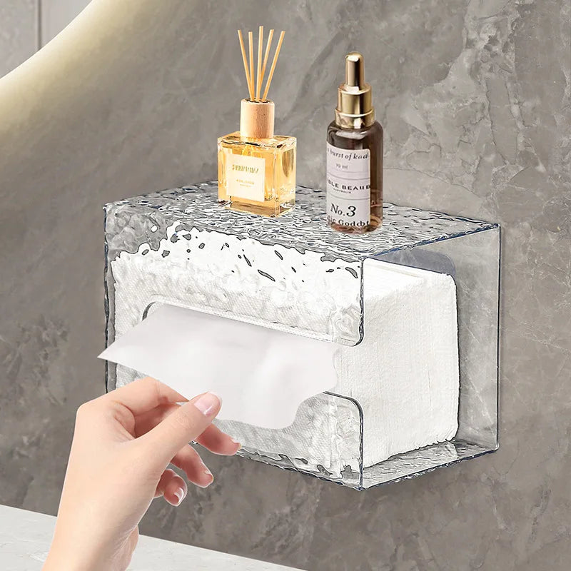 Glacier Style Wall-Mounted Acrylic Tissue Box – Bathroom & Towel Storage