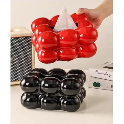 Ceramic Tissue Box with Drawer – Cotton Candy Style Napkin Holder